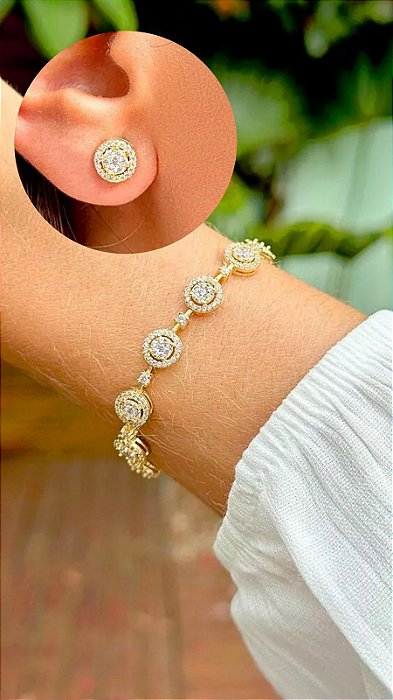 Conjunto Cravejado Redondo