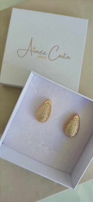 Brinco Gota Cravejado Charm