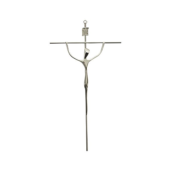 Crucifixo em Metal Estilizado Ambientes Externos Tamanho Médio Grande 38 cm Cor Prata R 78