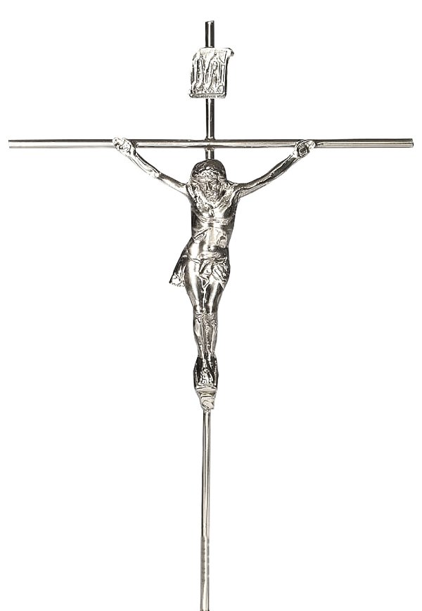 Crucifixo Tradicional Com rosto Para Parede 21 Cm  Cor Prata R05