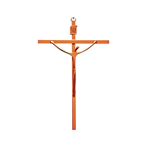 Crucifixo Parede Metal Cruz Chapa Tamanho 21 CM Cobre Rose Ref 18