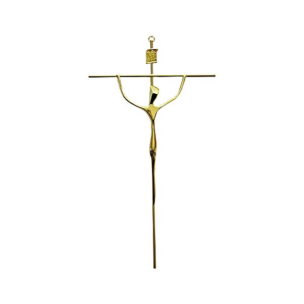 Crucifixo em Metal Estilizado Tamanho Médio Grande 38 cm Cor Dourado R 78