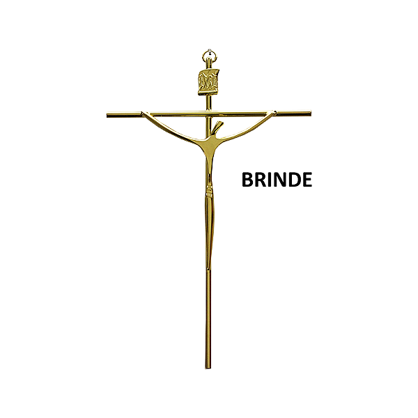 Crucifixo Estilizado Grande 52 cm Dourado R 77 com brinde
