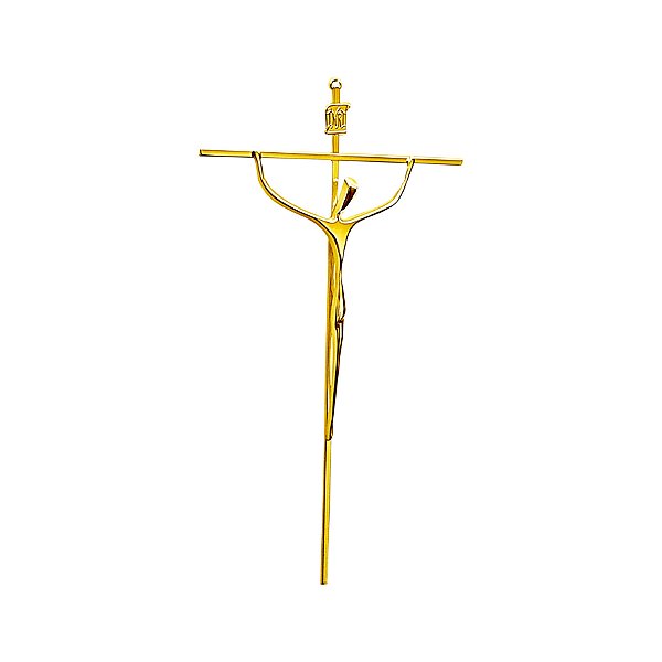 Crucifixo grande estilizado cruz quadrada tamanho 52 cm cor Dourado R 80