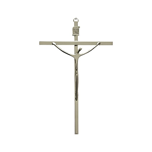 Crucifixo Parede Metal Cruz Chapa Tamanho 21 CM Cor Prata  Ref 18