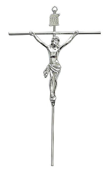 Crucifixo de Parede Tradicional com rosto tamanho 31 cm cor Prata R 12