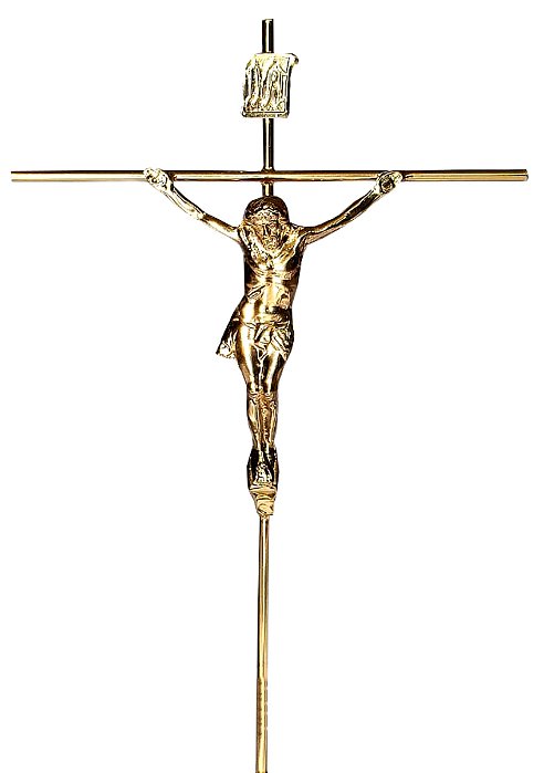 Crucifixo Tradicional com rosto Para Parede 21 Cm  Cor Dourado R05