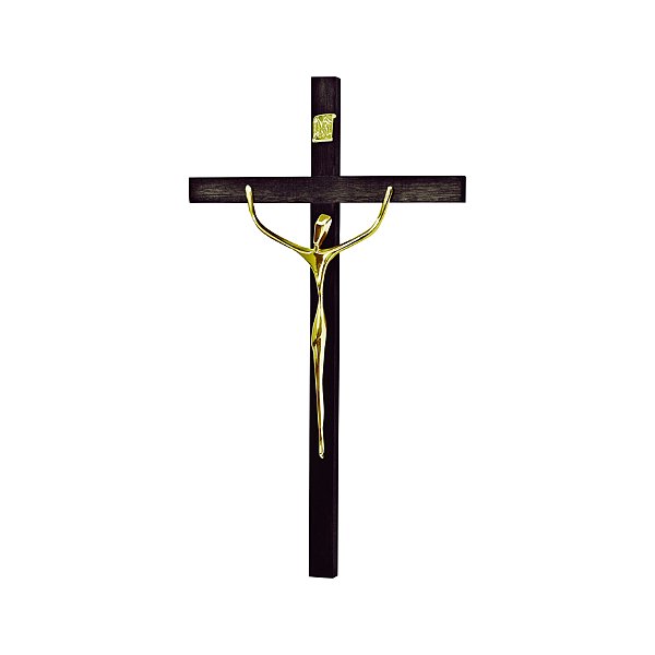 Crucifixo Cristo Estilizado Grande Cruz Madeira Tamanho 56 cm Cor Dourado R 94