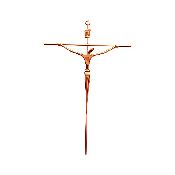 Crucifixo Parede em Metal Tamanho 28 cm Cruz Redonda Cor Cobre Rose R 75