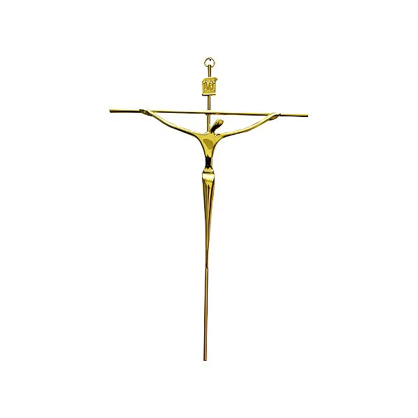 Crucifixo Parede em Metal Tamanho 28 cm Cruz Redonda Cor Dourado R 75