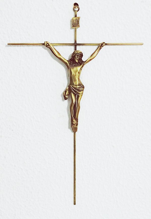 Crucifixo de Parede Tradicional com rosto tamanho 31 cm cor OURO VELHO R 12