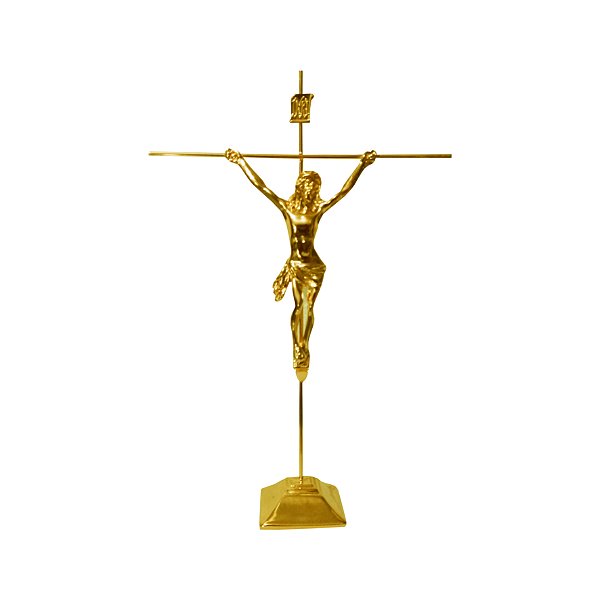 Crucifixo Tradicional com Base para mesas e balcões  tamanho 30 cm Cor Dourado R 13