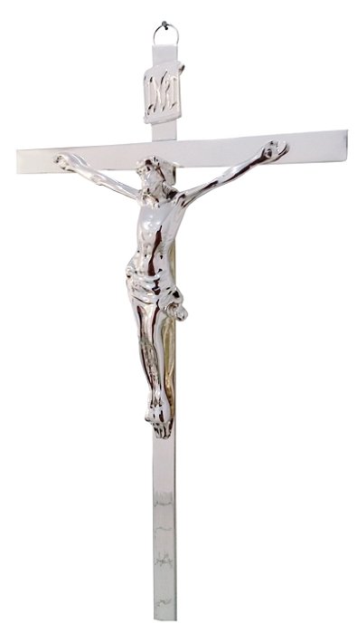 Crucifixo Grande 36 Cm Prata R 23 mais brinde chaveiro Nsa Sra Aparecida