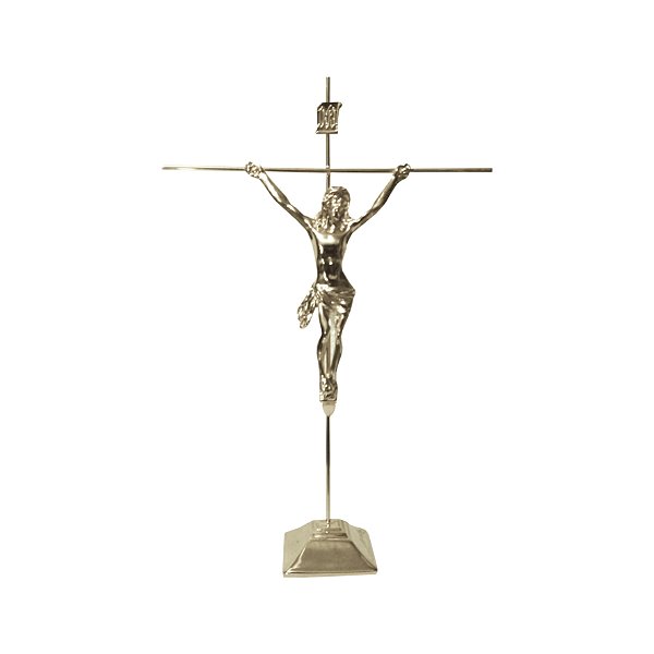 Crucifixo Tradicional com Base para mesas e balcões  tamanho 30 cm Cor Prata R 13
