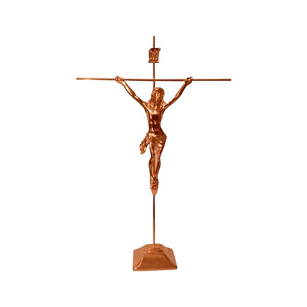 Crucifixo Tradicional com Base para mesas e balcões  tamanho 30 cm Cor Cobre R 13