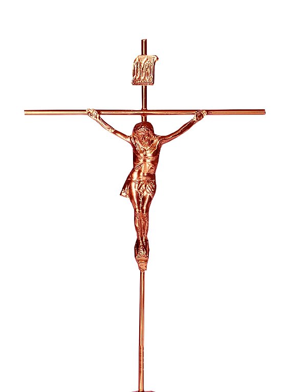 Crucifixo Tradicional com rosto Para Parede 21 Cm  Cor Cobre R 05