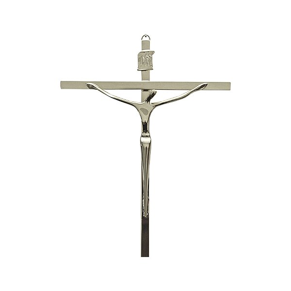Crucifixo Parede Metal Cruz Chapa Tamanho 28 CM Prata Ref 40