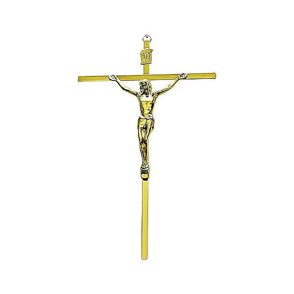 Crucifixo Tradicional para Parede Cruz Chapa 24 Cm Cor Dourado R 74