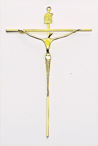 Crucifixo Parede em Metal Tamanho 28 cm Cruz Quadrada Cor Dourada R 76