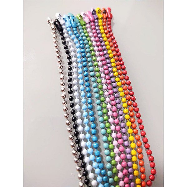 Tag Correntinha de Bolinha Colorida 2,5mm 10 peças
