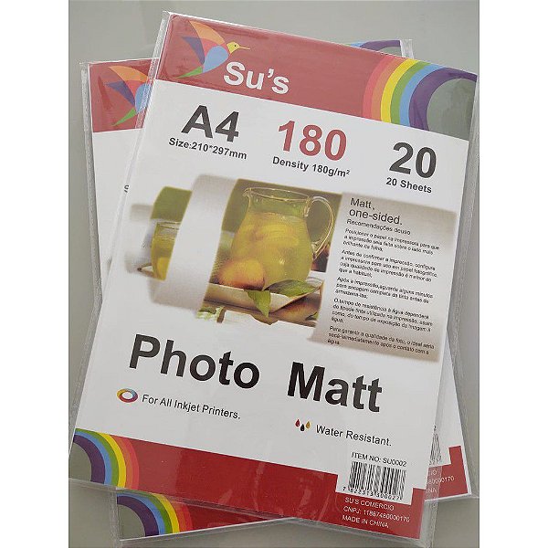 Papel Fotográfico Matte 180g  A4 100 folhas