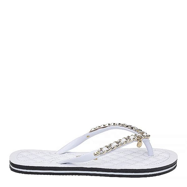 Chinelo Branco c/ Corrente Verniz Santa Lolla