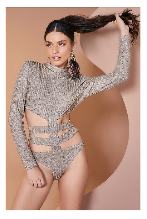 Body Chloe Dourado c/ Recortes MondaBelle