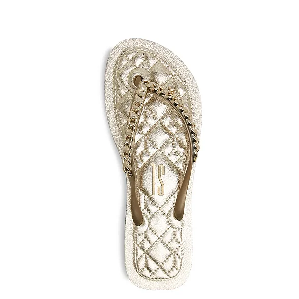 Santa Lolla - Chinelo Flip Flop Borracha Corrente Dourado