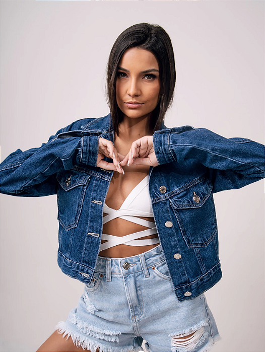 Bld - Jaqueta Jeans Azul Escuro