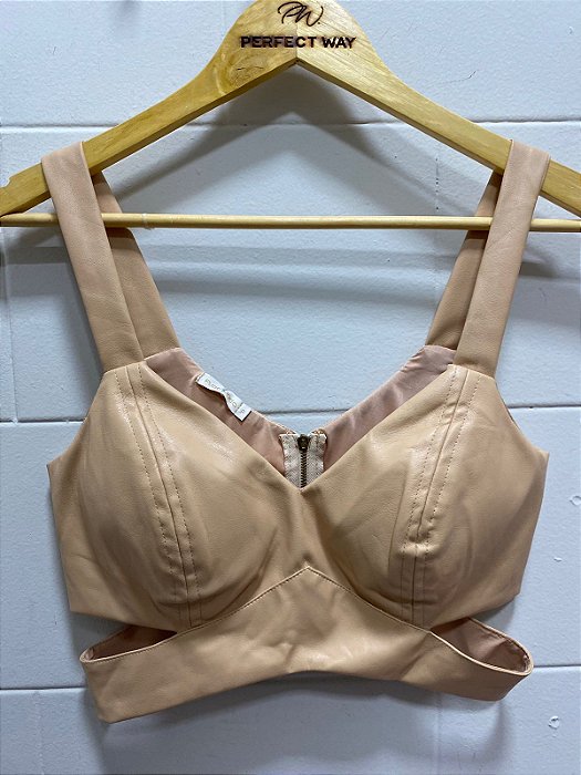 Flor Linda - Cropped Julia Bege Couro