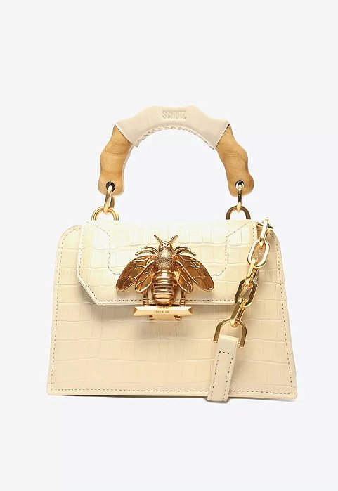 Schutz - Bolsa Tricolo Pequena Believe Croco Creme
