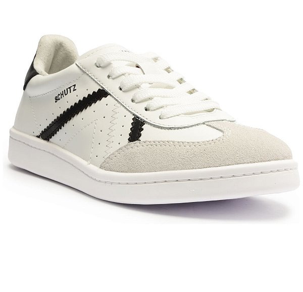 Schutz - Tênis Couro Retrô Camurça Branco