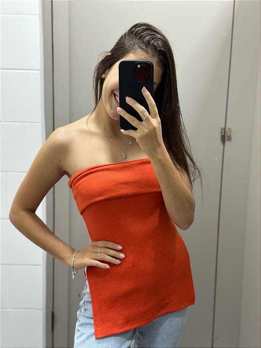 Roma - Blusa Canelada Laranja