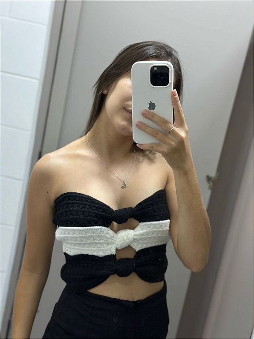 Roma - Cropped Modal Tricot Preto