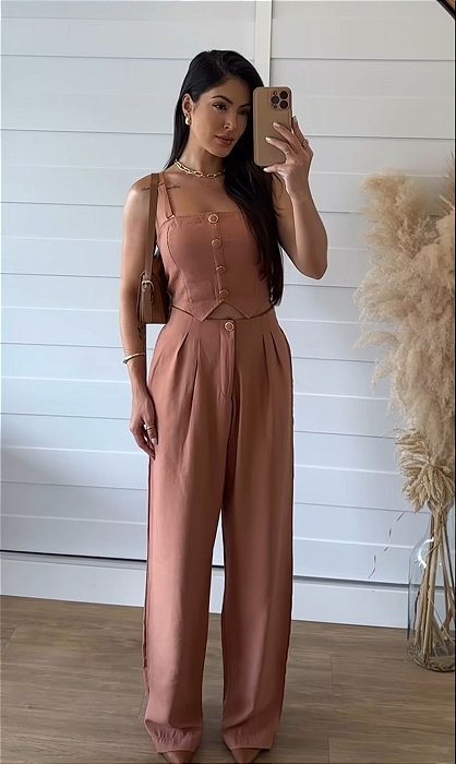 Plock Rock - Conjunto Calça e Top Caramelo
