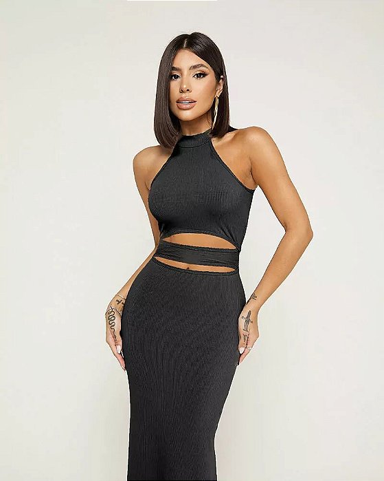 Groovy - Vestido Longo Allure Gola Alta