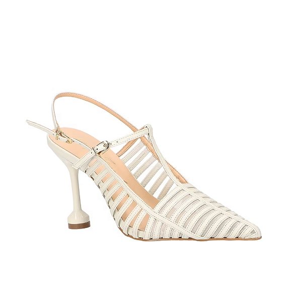 Luiza Barcelos - Scarpin Cage Salto Alto Off White