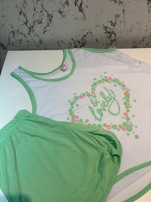 Roma - Pijama Short Verde Claro