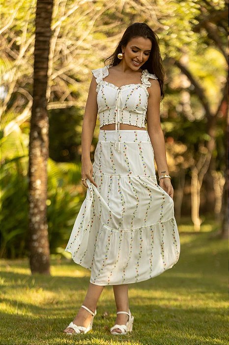 Blue Kabana - Conjunto Saia e Cropped