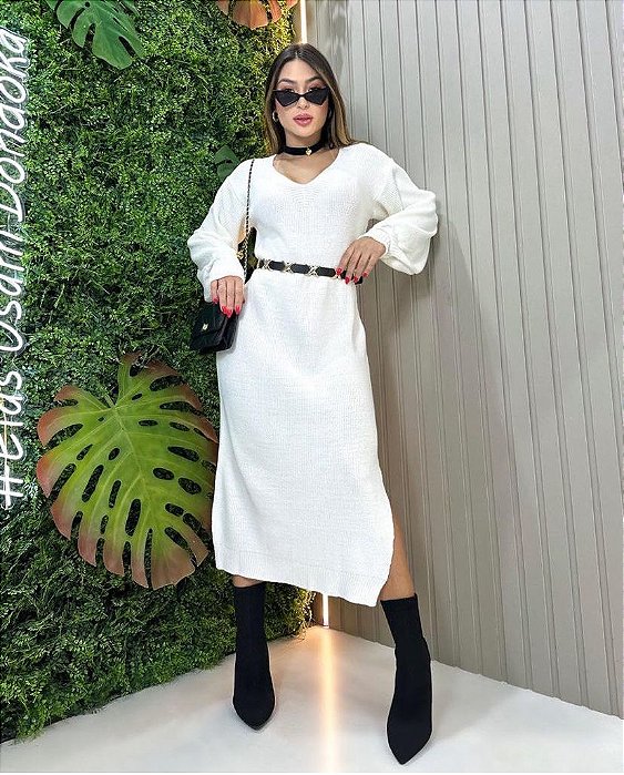 Roma - Vestido Trico Branco