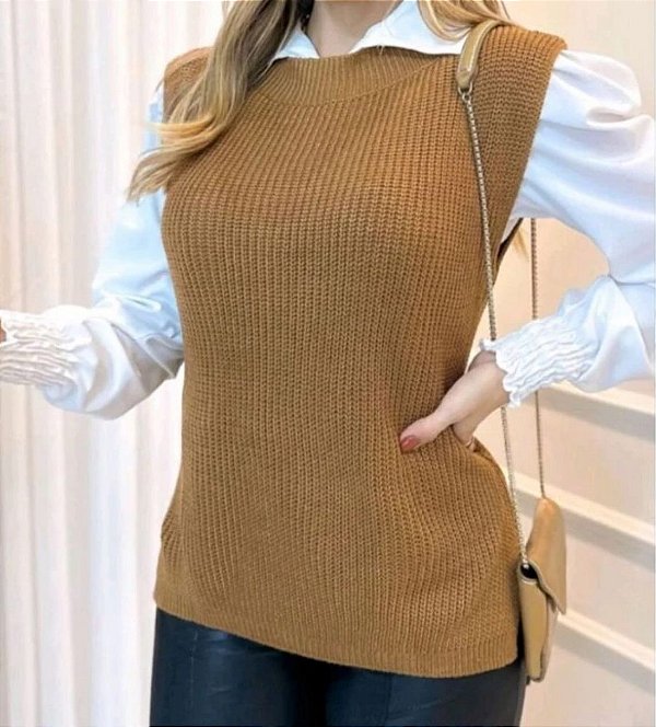 Roma - Colete Tricot Marrom