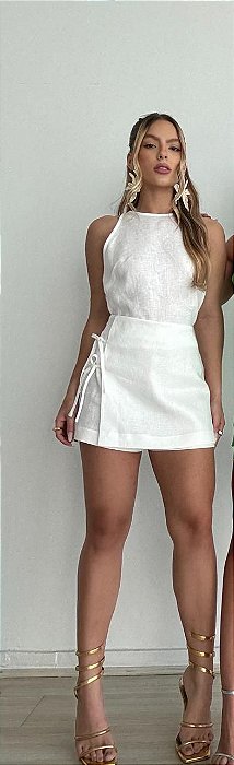 Roma - Conjunto Short Saia Branco