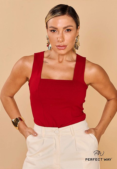 Perfect Way - Blusa Decote Vermelho