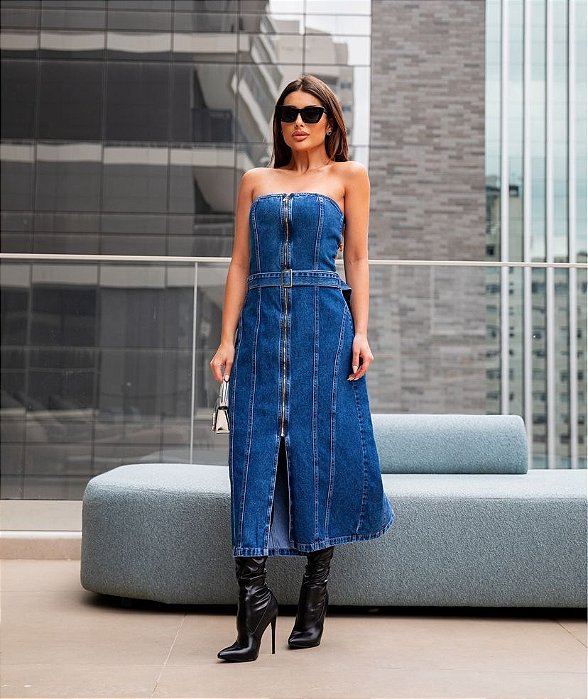 Villon - Vestido Midi Naiane Jeans