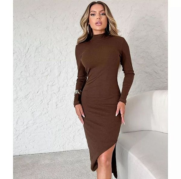 Roma - Vestido Marrom Midi