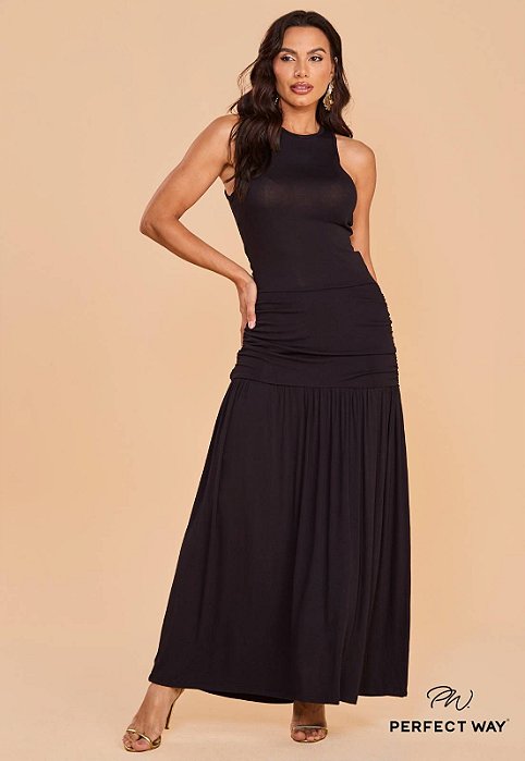 Perfect Way - Vestido Longo Recorte Cintura