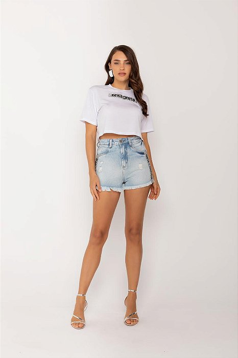 Onça Preta - Short Detalhes Strass