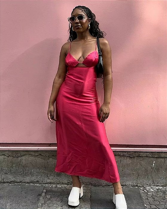 Manacá - Vestido Midi Fenda Costas