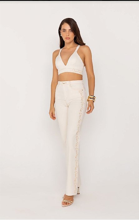 Onça Preta - Top de Alça Amaciado Jeans