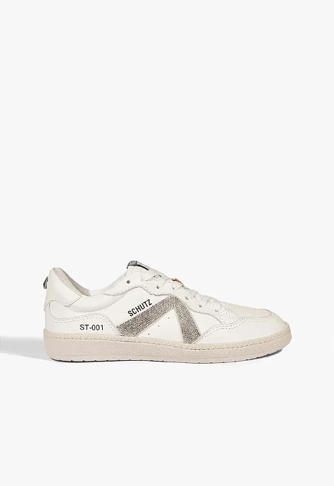 Schutz - Tênis ST 001 Couro Strass Branco